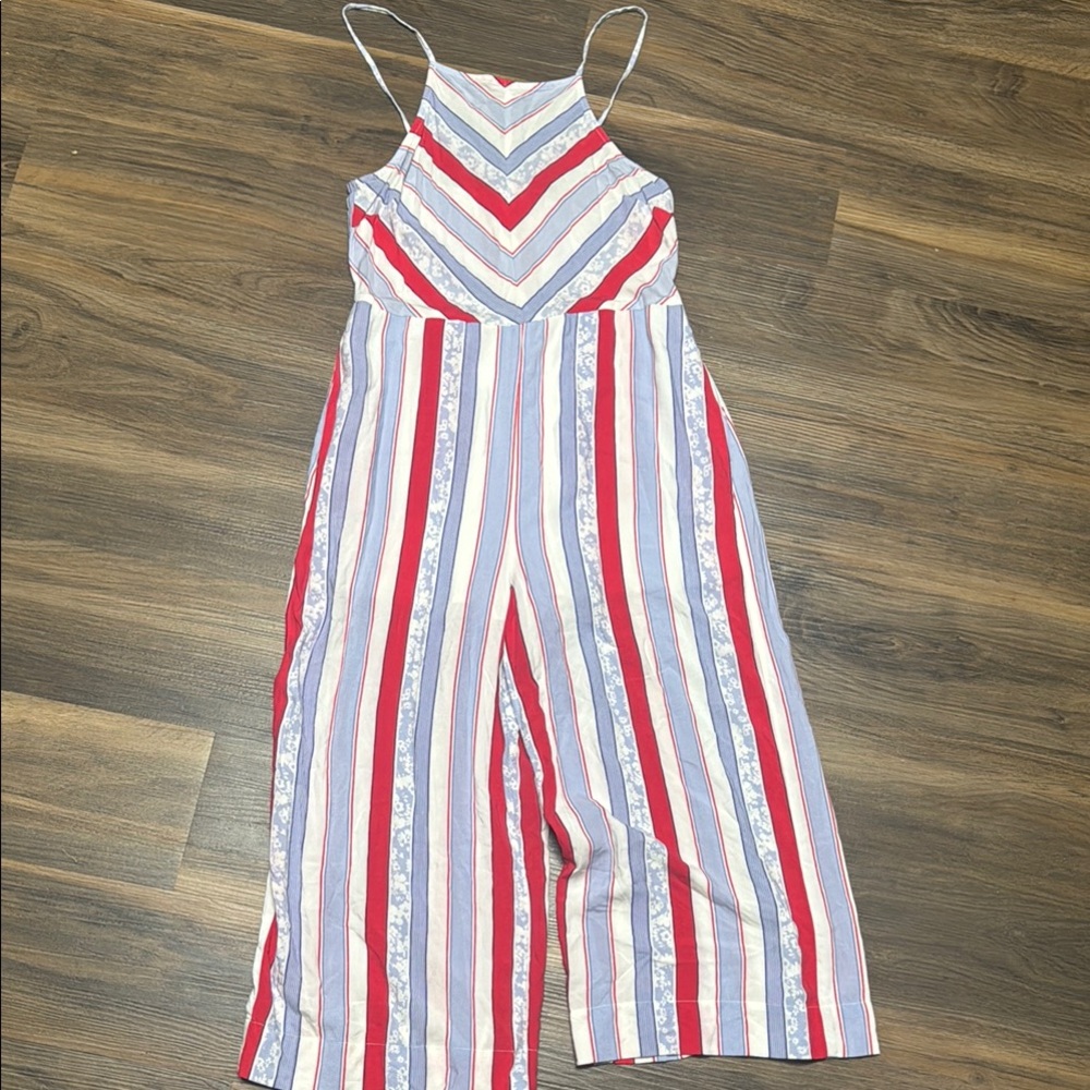 Express Striped Cropped Jumpsuit